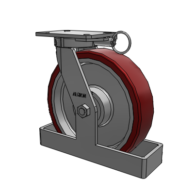 310 Series Top Plate Swivel Caster with 12 x 3 Maroon Tread on Aluminum Core AK - Crown Polyurethane (Aluminum Core) wheel