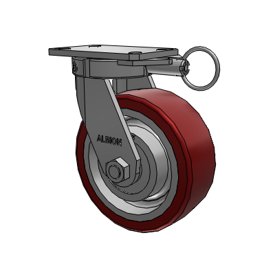 310 Series Top Plate Swivel Caster with 8 x 3 Maroon Tread on Aluminum Core AK - Crown Polyurethane (Aluminum Core) wheel