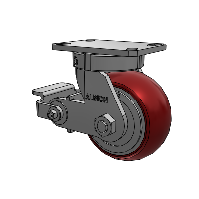 310 Series Top Plate Swivel Caster with 6 x 3 Maroon Tread on Aluminum Core AX - Round Polyurethane (Aluminum Core) wheel and Poly Cam Brake (P)