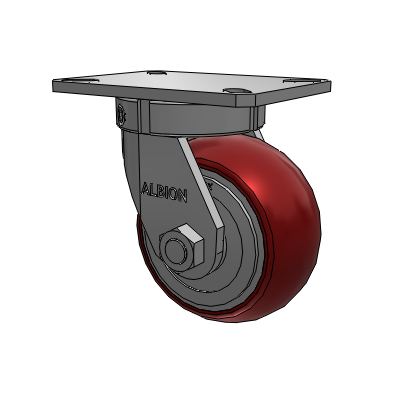 310 Series Top Plate Swivel Caster with 6 x 3 Maroon Tread on Aluminum Core AX - Round Polyurethane (Aluminum Core) wheel