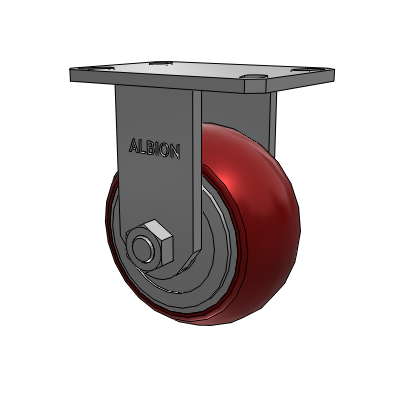 310 Series Top Plate Rigid Caster with 6 x 3 Maroon Tread on Aluminum Core AX - Round Polyurethane (Aluminum Core) wheel