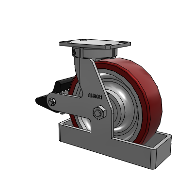 310 Series Top Plate Swivel Caster with 10 x 3 Maroon Tread on Aluminum Core AK - Crown Polyurethane (Aluminum Core) wheel and Poly Lock Brake (PLB)
