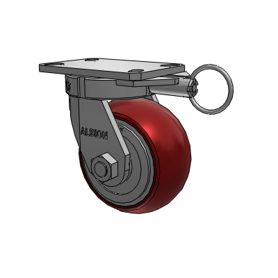 310 Series Top Plate Swivel Caster with 6 x 3 Maroon Tread on Aluminum Core AX - Round Polyurethane (Aluminum Core) wheel