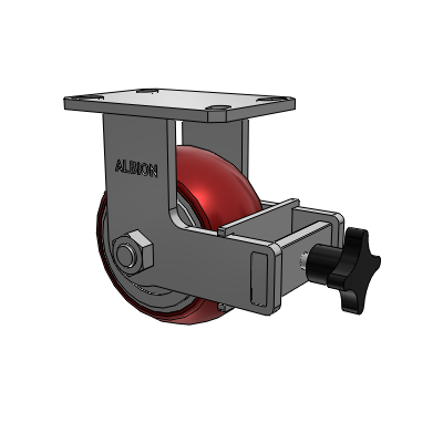 310 Series Top Plate Rigid Caster with 6 x 3 Maroon Tread on Aluminum Core AX - Round Polyurethane (Aluminum Core) wheel and Face Brake (F)
