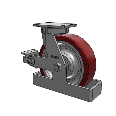 310 Series Top Plate Swivel Caster with 10 x 3 Maroon Tread on Aluminum Core AK - Crown Polyurethane (Aluminum Core) wheel and Poly Cam Brake (P)