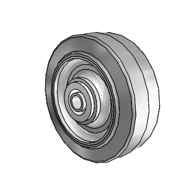 Performa Rubber Flat Gray Tread Polyolefin 3.5 x 1.25 Wheel with Delrin Bearing