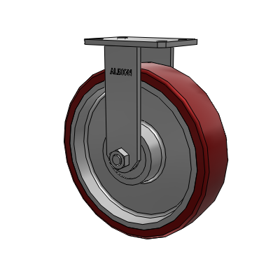 310 Series Top Plate Rigid Caster with 12 x 3 Maroon Tread on Aluminum Core AK - Crown Polyurethane (Aluminum Core) wheel