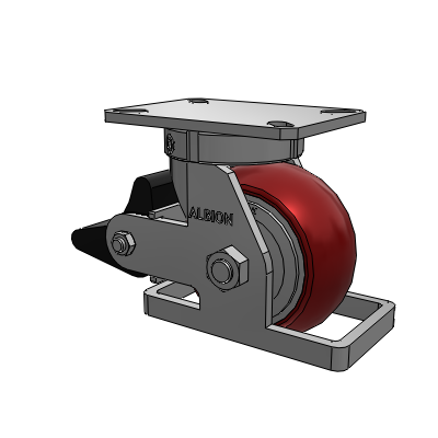 310 Series Top Plate Swivel Caster with 6 x 3 Maroon Tread on Aluminum Core AX - Round Polyurethane (Aluminum Core) wheel and Poly Lock Brake (PLB)