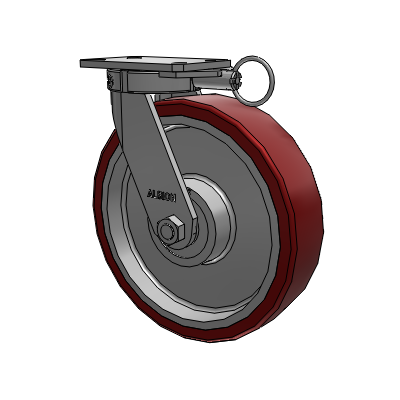 310 Series Top Plate Swivel Caster with 12 x 3 Maroon Tread on Aluminum Core AK - Crown Polyurethane (Aluminum Core) wheel