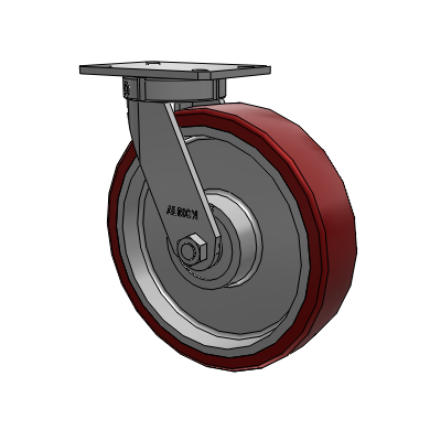 310 Series Top Plate Swivel Caster with 12 x 3 Maroon Tread on Aluminum Core AK - Crown Polyurethane (Aluminum Core) wheel