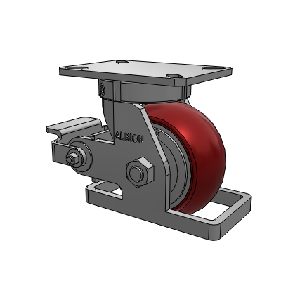 310 Series Top Plate Swivel Caster with 6 x 3 Maroon Tread on Aluminum Core AX - Round Polyurethane (Aluminum Core) wheel and Poly Cam Brake (P)