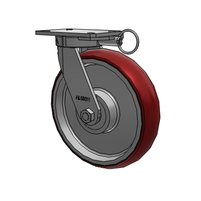 310 Series Top Plate Swivel Caster with 12 x 3 Maroon Tread on Aluminum Core AX - Round Polyurethane (Aluminum Core) wheel