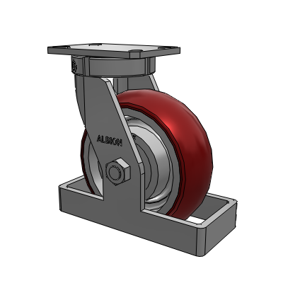 310 Series Top Plate Swivel Caster with 8 x 3 Maroon Tread on Aluminum Core AX - Round Polyurethane (Aluminum Core) wheel