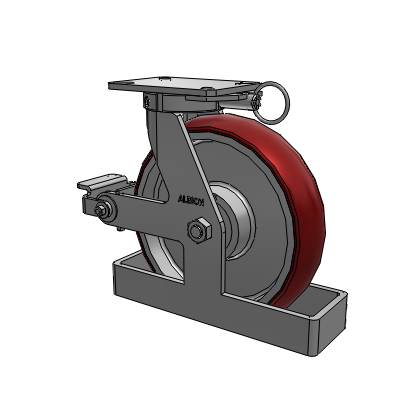 310 Series Top Plate Swivel Caster with 12 x 3 Maroon Tread on Aluminum Core AX - Round Polyurethane (Aluminum Core) wheel and Poly Cam Brake (P)