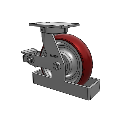 310 Series Top Plate Swivel Caster with 10 x 3 Maroon Tread on Aluminum Core AX - Round Polyurethane (Aluminum Core) wheel and Poly Cam Brake (P)
