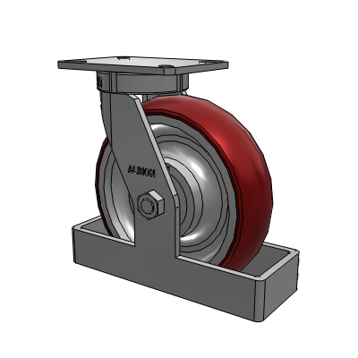 310 Series Top Plate Swivel Caster with 10 x 3 Maroon Tread on Aluminum Core AX - Round Polyurethane (Aluminum Core) wheel