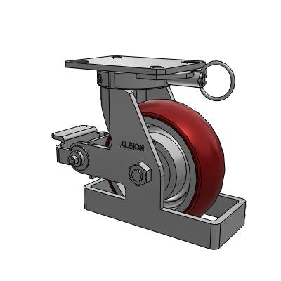 310 Series Top Plate Swivel Caster with 8 x 3 Maroon Tread on Aluminum Core AX - Round Polyurethane (Aluminum Core) wheel and Poly Cam Brake (P)