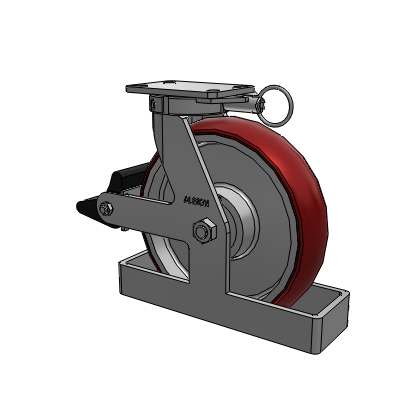 310 Series Top Plate Swivel Caster with 12 x 3 Maroon Tread on Aluminum Core AX - Round Polyurethane (Aluminum Core) wheel and Poly Lock Brake (PLB)