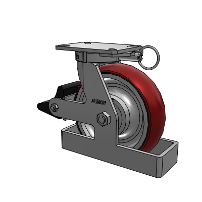 310 Series Top Plate Swivel Caster with 10 x 3 Maroon Tread on Aluminum Core AX - Round Polyurethane (Aluminum Core) wheel and Poly Lock Brake (PLB)
