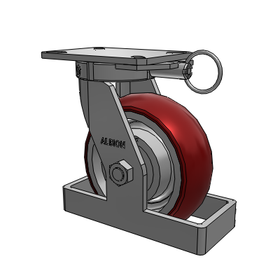 310 Series Top Plate Swivel Caster with 8 x 3 Maroon Tread on Aluminum Core AX - Round Polyurethane (Aluminum Core) wheel