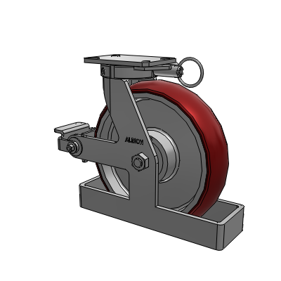 310 Series Top Plate Swivel Caster with 12 x 3 Maroon Tread on Aluminum Core AX - Round Polyurethane (Aluminum Core) wheel and Poly Cam Brake (P)