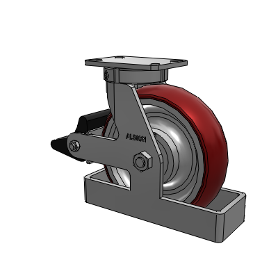 310 Series Top Plate Swivel Caster with 10 x 3 Maroon Tread on Aluminum Core AX - Round Polyurethane (Aluminum Core) wheel and Poly Lock Brake (PLB)