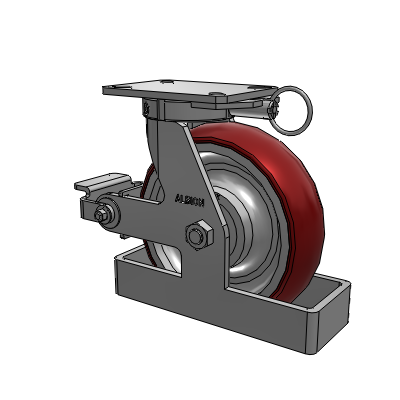 310 Series Top Plate Swivel Caster with 10 x 3 Maroon Tread on Aluminum Core AX - Round Polyurethane (Aluminum Core) wheel and Poly Cam Brake (P)