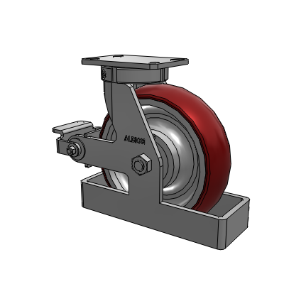 310 Series Top Plate Swivel Caster with 10 x 3 Maroon Tread on Aluminum Core AX - Round Polyurethane (Aluminum Core) wheel and Poly Cam Brake (P)