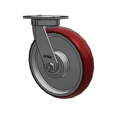 310 Series Top Plate Swivel Caster with 12 x 3 Maroon Tread on Aluminum Core AX - Round Polyurethane (Aluminum Core) wheel