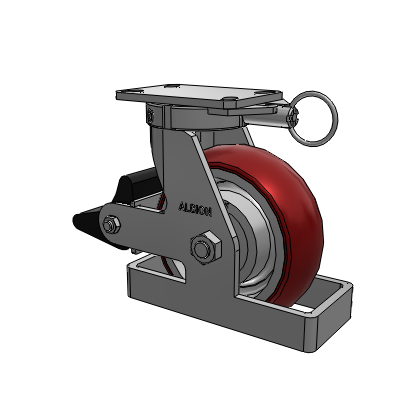 310 Series Top Plate Swivel Caster with 8 x 3 Maroon Tread on Aluminum Core AX - Round Polyurethane (Aluminum Core) wheel and Poly Lock Brake (PLB)