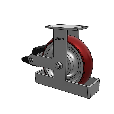310 Series Top Plate Rigid Caster with 10 x 3 Maroon Tread on Aluminum Core AX - Round Polyurethane (Aluminum Core) wheel and Poly Lock Brake (PLB)