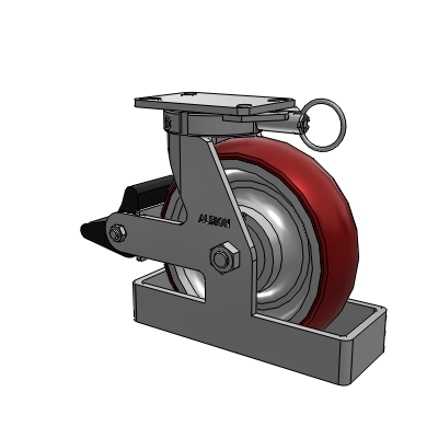 310 Series Top Plate Swivel Caster with 10 x 3 Maroon Tread on Aluminum Core AX - Round Polyurethane (Aluminum Core) wheel and Poly Lock Brake (PLB)