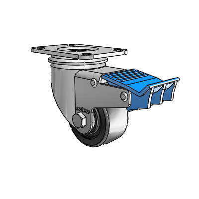 2 Series Casters Top Plate Swivel Zinc Swivel Caster with 2.5 x 1.25 Black Polyolefin Wheel and Directional Lock Brake