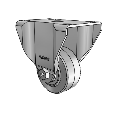 2 Series Casters Top Plate Rigid Zinc Rigid Caster with 2.5 x 1.25 Grey on Grey Performa Rubber (Flat) Wheel
