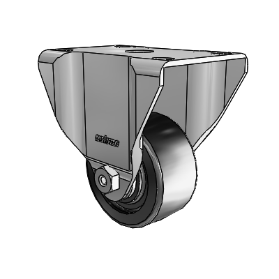 2 Series Casters Top Plate Rigid Zinc Rigid Caster with 2.5 x 1.25 Black Polyolefin Wheel