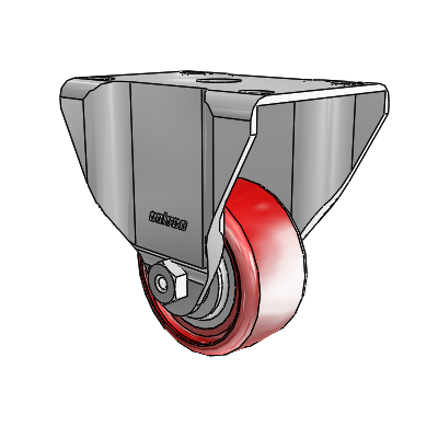 2 Series Casters Top Plate Rigid Zinc Rigid Caster with 2.5 x 1.25 Maroon on Grey Polyurethane HI-TECH Wheel