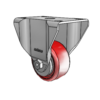 2 Series Casters Top Plate Rigid Zinc Rigid Caster with 2.5 x 1.25 Maroon on Grey Polyurethane HI-TECH Wheel