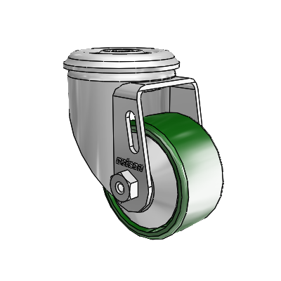 2 Series Modular Stem Zinc Swivel Caster Caster with 2.5 x 1.25 Green Cast Iron Wheel
