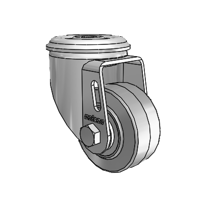 2 Series Modular Stem Zinc Swivel Caster Caster with 2.5 x 1.25 Grey on Grey Performa Rubber (Flat) Wheel