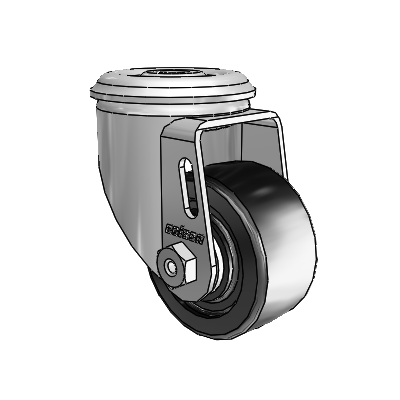 2 Series Modular Stem Zinc Swivel Caster Caster with 2.5 x 1.25 Black Polyolefin Wheel
