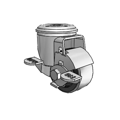 2 Series Modular Stem Zinc Swivel Caster Caster with 2.5 x 1.25 Black Polyolefin Wheel and Top Lock Brake