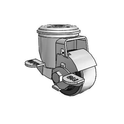 2 Series Modular Stem Zinc Swivel Caster Caster with 2.5 x 1.25 Black Polyolefin Wheel and Top Lock Brake