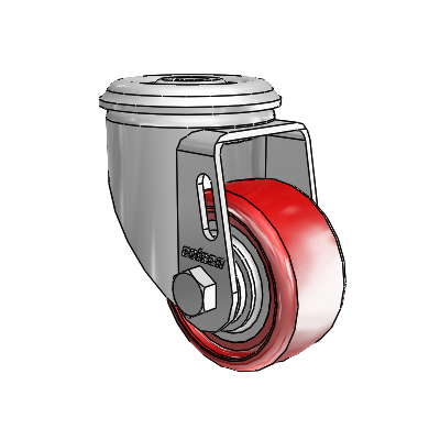 2 Series Modular Stem Zinc Swivel Caster Caster with 2.5 x 1.25 Maroon on Grey Polyurethane HI-TECH Wheel