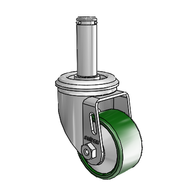 2 Series Grip Ring Stem Zinc Swivel Caster Caster with 2.5 x 1.25 Green Cast Iron Wheel
