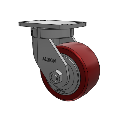 410 Series Top Plate Swivel Caster with 6 x 3 Maroon Tread on Aluminum Core AK - Crown Polyurethane (Aluminum Core) wheel