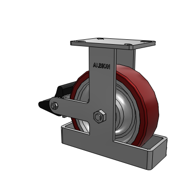 410 Series Top Plate Rigid Caster with 10 x 3 Maroon Tread on Aluminum Core AK - Crown Polyurethane (Aluminum Core) wheel and Poly Lock Brake (PLB)