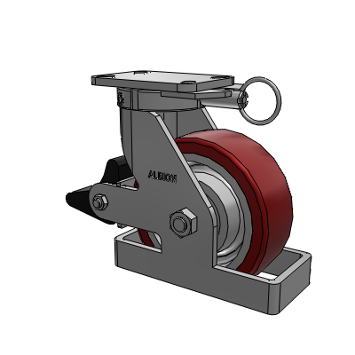 410 Series Top Plate Swivel Caster with 8 x 3 Maroon Tread on Aluminum Core AK - Crown Polyurethane (Aluminum Core) wheel and Poly Lock Brake (PLB)