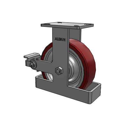 410 Series Top Plate Rigid Caster with 10 x 3 Maroon Tread on Aluminum Core AK - Crown Polyurethane (Aluminum Core) wheel and Poly Cam Brake (P)