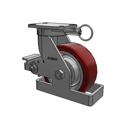 410 Series Top Plate Swivel Caster with 8 x 3 Maroon Tread on Aluminum Core AK - Crown Polyurethane (Aluminum Core) wheel and Poly Cam Brake (P)