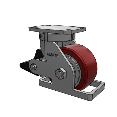 410 Series Top Plate Swivel Caster with 6 x 3 Maroon Tread on Aluminum Core AK - Crown Polyurethane (Aluminum Core) wheel and Poly Lock Brake (PLB)